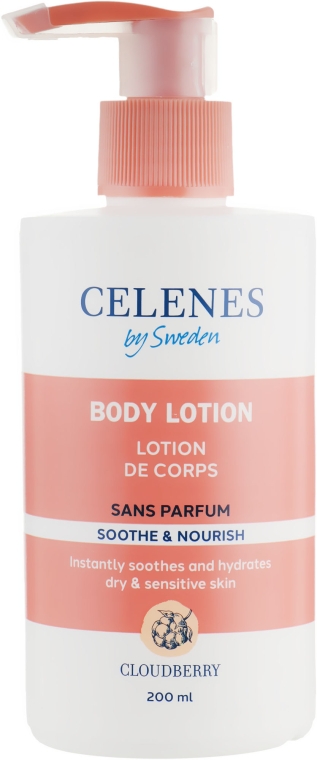 Лосьон для тела с морошкой для сухой и чувствительной кожи, без запаха - Celenes Cloudberry Body Lotion–Unscented Dry and Sensitive Skin
