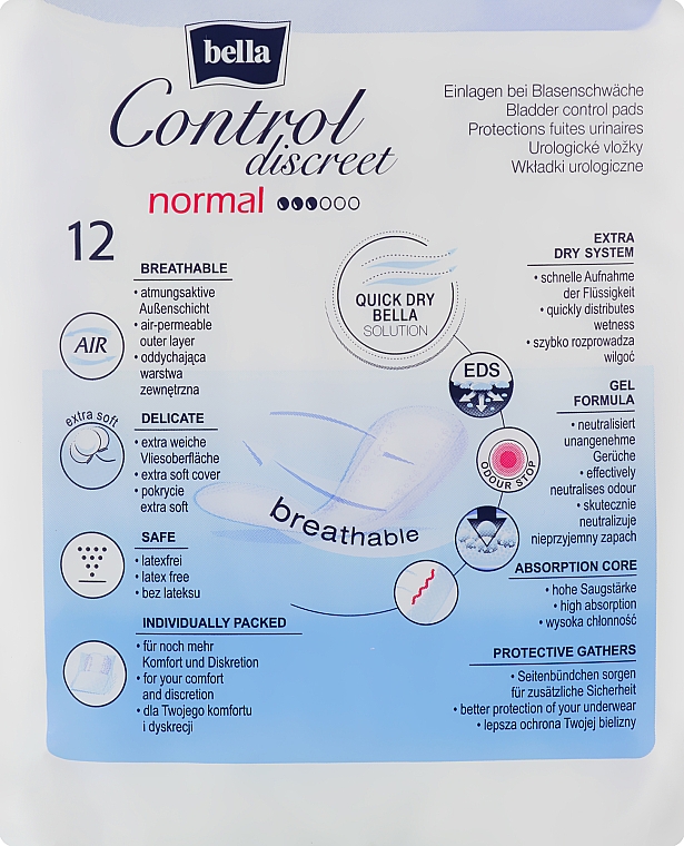 Урологічні прокладки для жінок, 12 шт. - Bella Control Discreet Normal Bladder Control Pads — фото N2