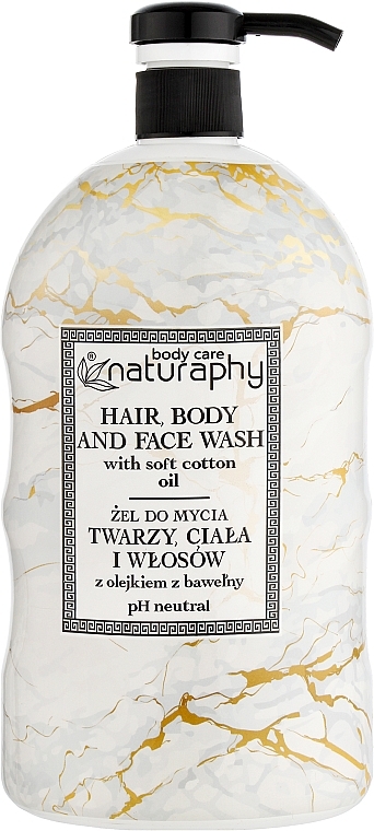 Гель для душа, тела, лица и волос с хлопковым маслом и глицерином - Naturaphy Hair, Body And Face Wash — фото N1