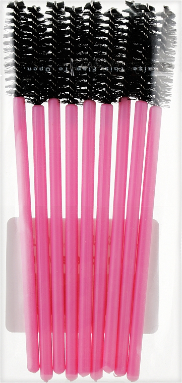 Щеточка для расчесывания ресниц, черная, розовая ручка, 10 шт. - Vivienne — фото N2
