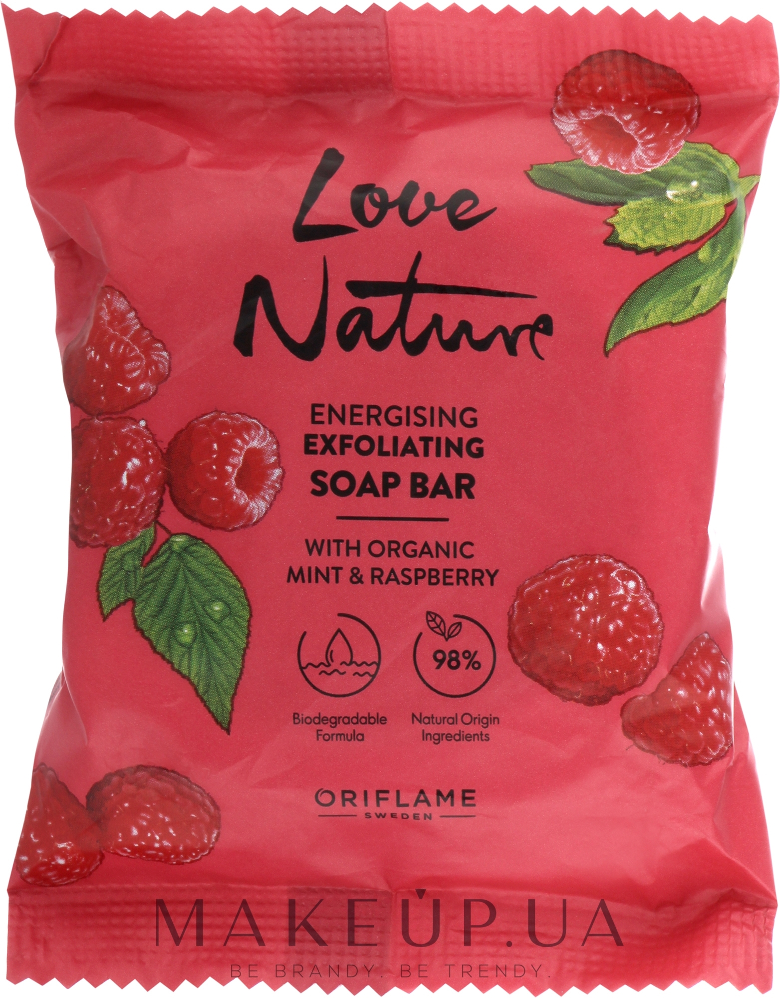 Відлущувальне мило "М'ята й малина" - Oriflame Love Nature Energising Exfoliating Soap Bar — фото 75g