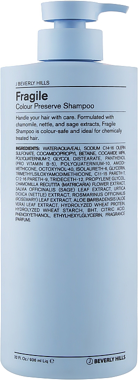 Шампунь для окрашенных и поврежденных волос - J Beverly Hills Blue Colour Fragile Colour Preserve Shampoo  — фото N2