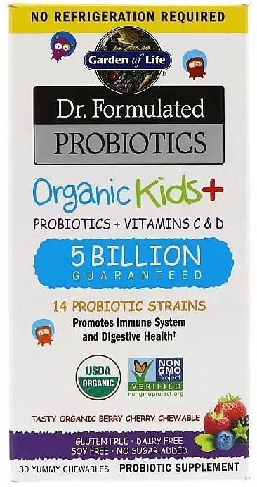 Пищевая добавка "Пробиотики для детей", вишня - Garden of Life Probiotics Kids — фото N1