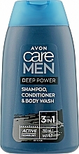 Парфумерія, косметика РОЗПРОДАЖ  Гель для миття тіла й волосся 3 в 1 - Avon Care Men Deep Power Shampoo Conditioner & Body Wash *