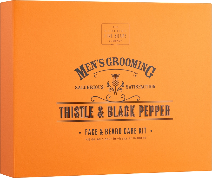 Scottish Fine Soaps Men’s Grooming Thistle & Black Pepper - Набір (soap/40g + oil/20ml + f/cr/75ml + comb) — фото N1