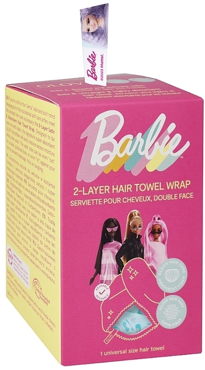Двухстороннее атласное полотенце для волос "Барби", голубая пантера - Glov Double-Sided Satin Hair Towel Wrap Barbie Blue Panther — фото N2