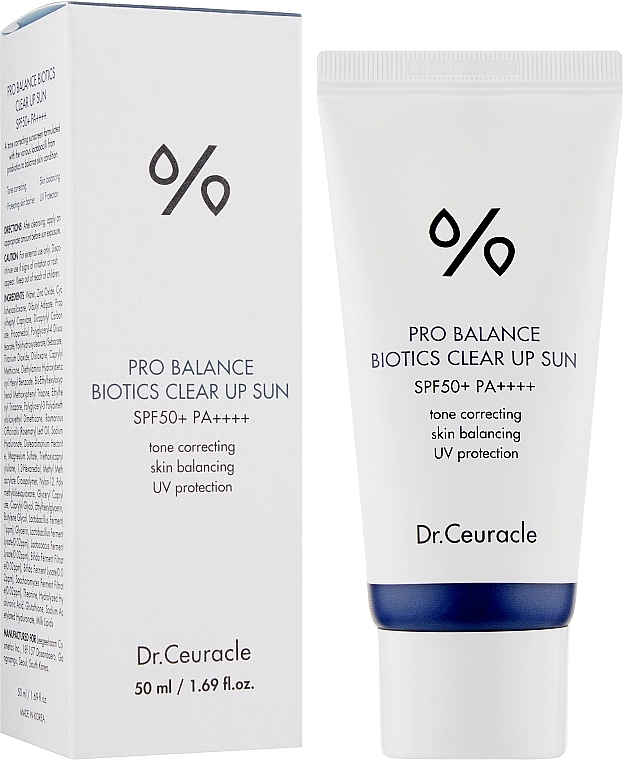 УЦЕНКА Солнцезащитный осветляющий крем с пробиотиками - Dr.Ceuracle Pro Balance Biotics Clear Up Sun SPF50+ * — фото N2