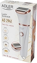 Беспроводная женская электробритва, белая - Adler Lady Shaver Wet & Dry Shaving AD 2941 — фото N5