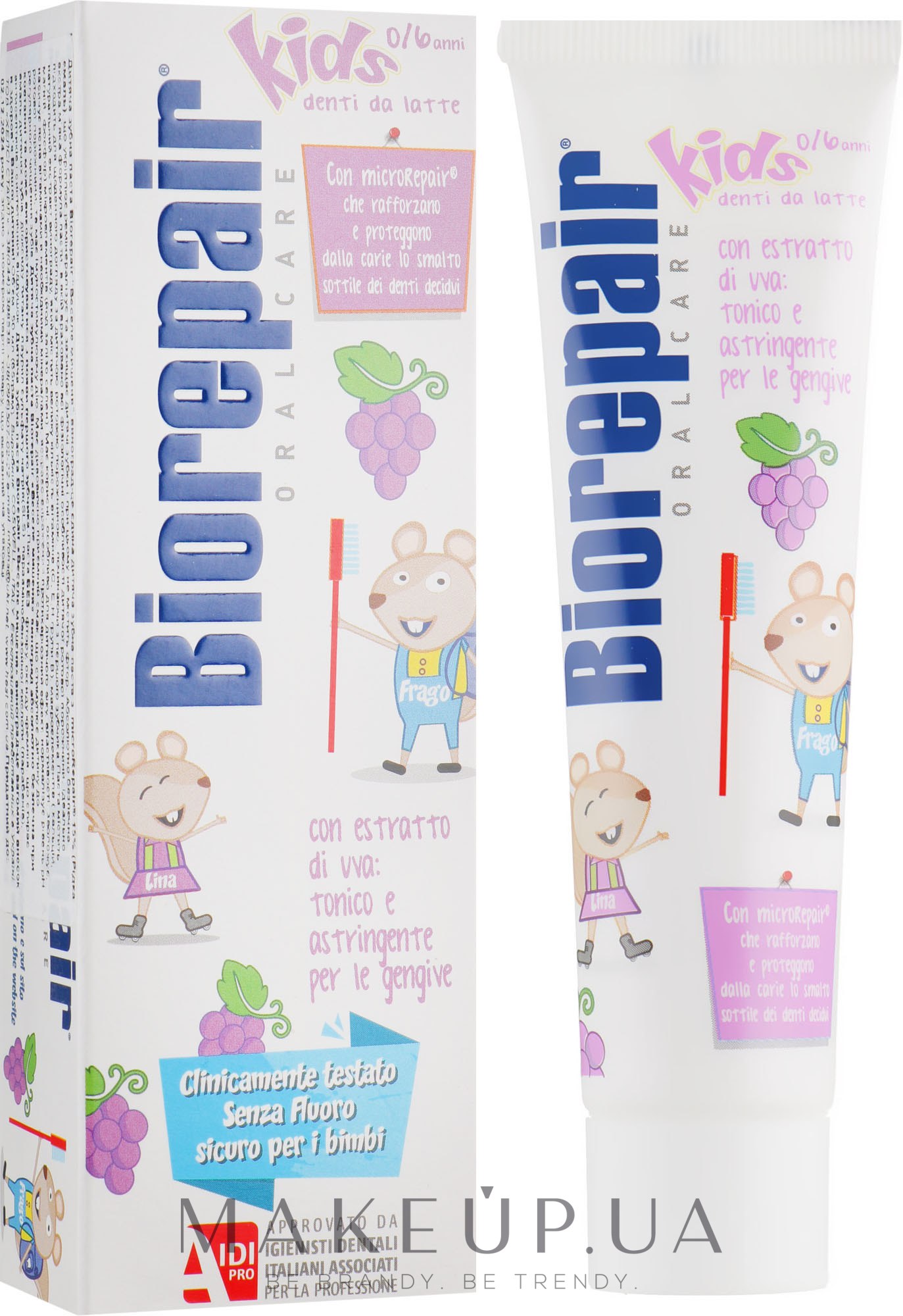 Зубна паста "Веселе мишеня" виноград - Biorepair Kids Milk Teeth — фото 50ml