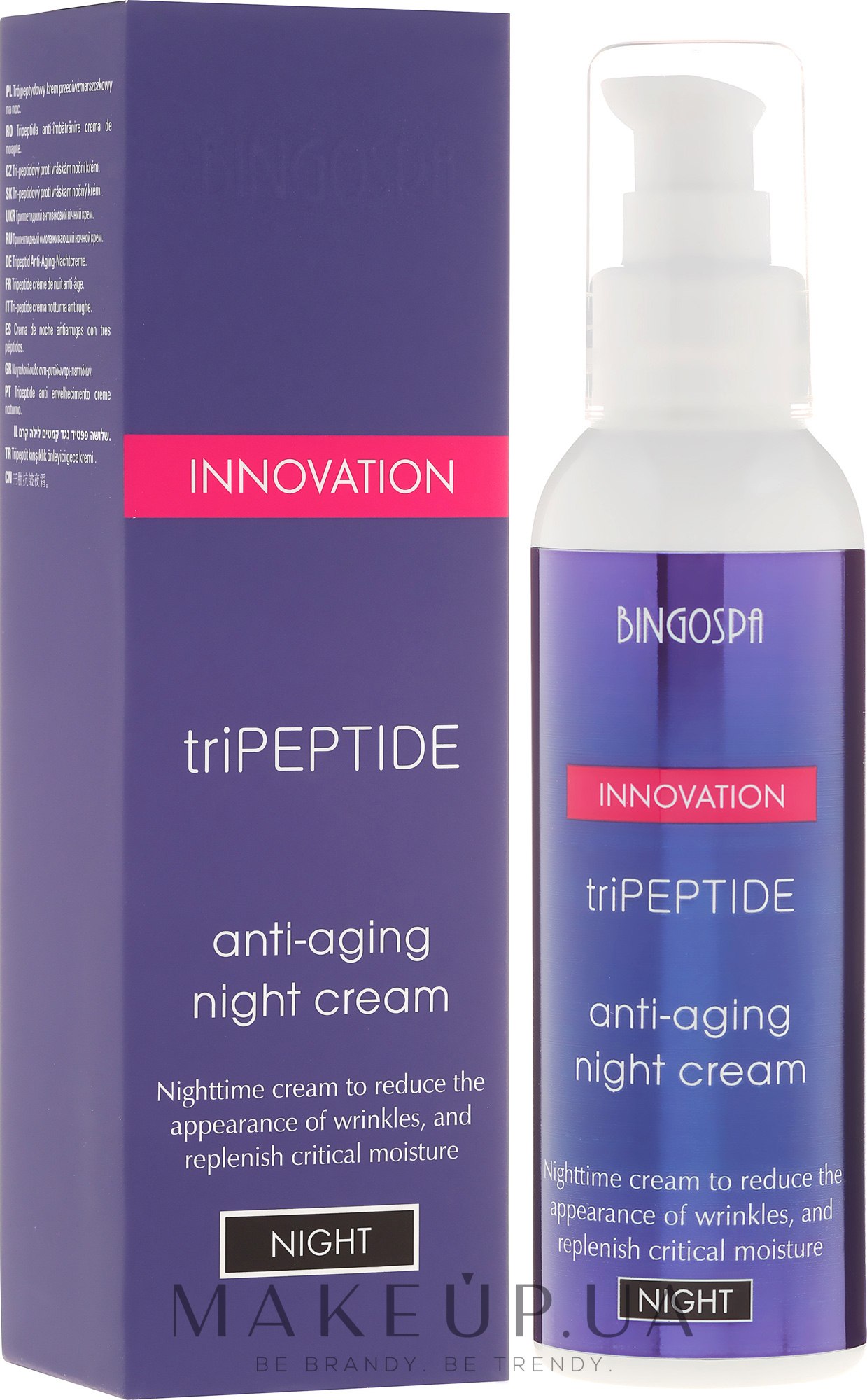 Трипептидний крем для боротьби зі зморшками навколо очей, нічний - BingoSpa Innovation TriPeptide Anti-Aging Night Cream — фото 135g