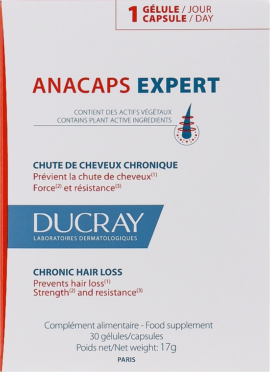 Пищевая добавка при хроническом выпадении волос - Ducray Anacaps Expert Chronic Hair Loss — фото N1