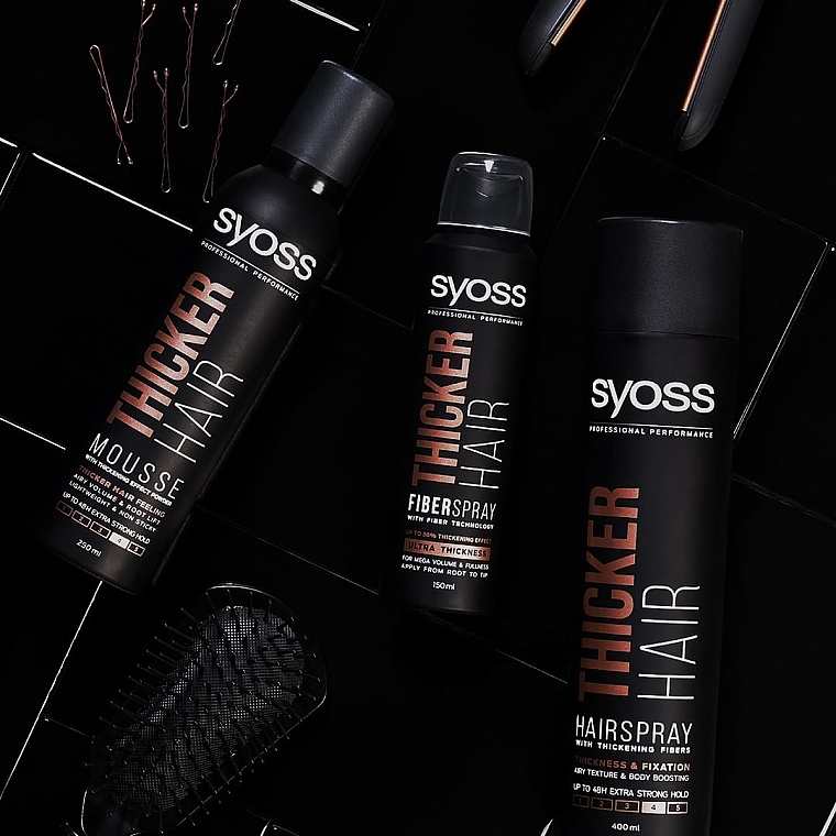 Лак для волос с волокнами для утолщения волос экстрасильной фиксации - Syoss Thicker Hair — фото N4