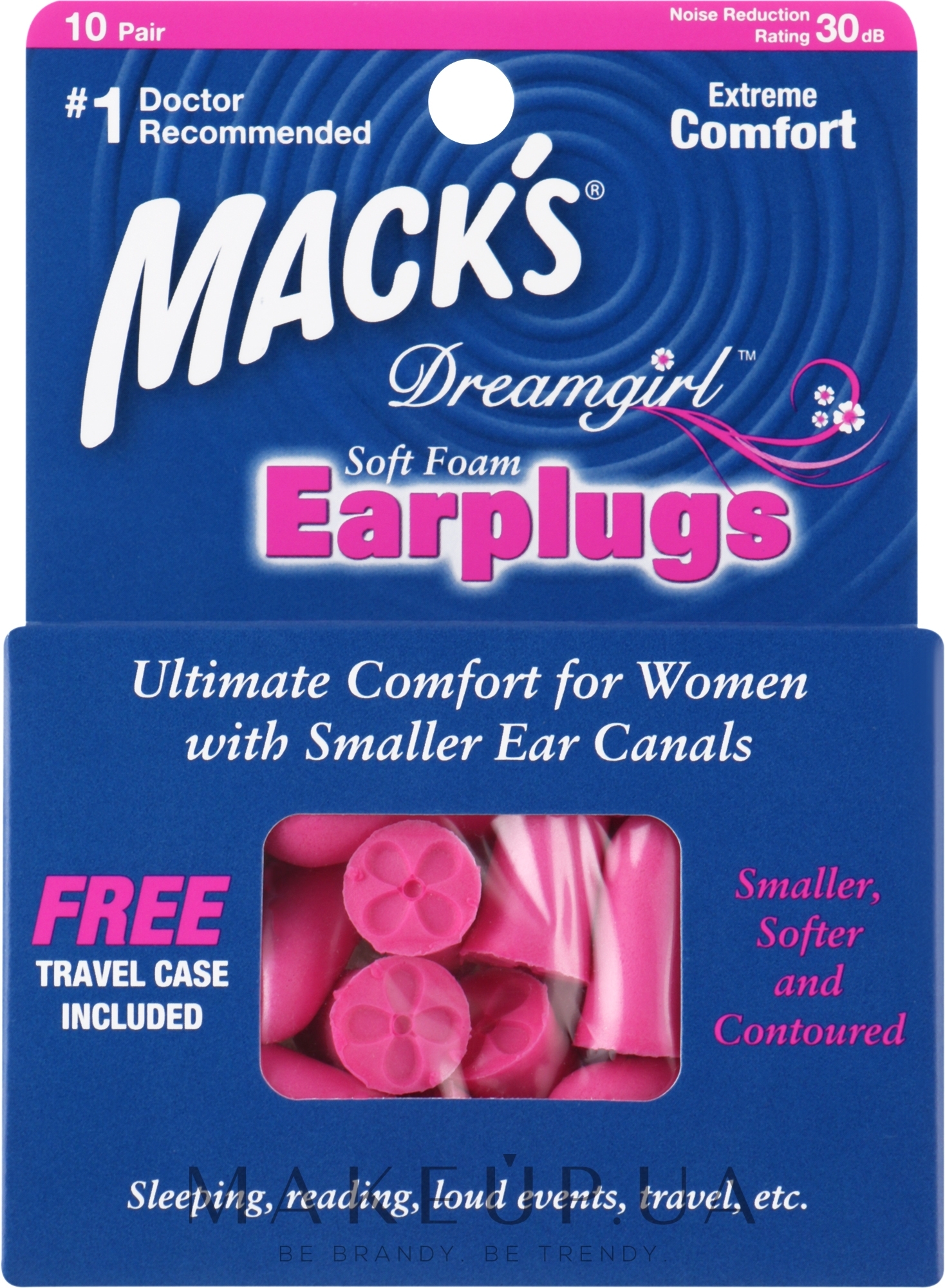 Беруши мягкие #93, для нее, защита от шума до 30 Дб, розовые - Mack's Safe Sound For Her — фото 20шт