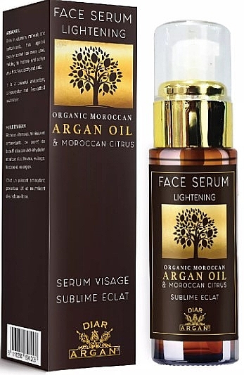 Освітлювальна сироватка для обличчя "Арганова олія та вербена" - Diar Argan Lightening Face Serum With Argan Oil & Maroccan Citrus — фото N1