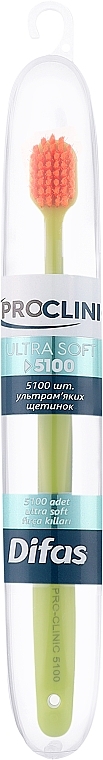 Зубна щітка "Ultra Soft" 512063, салатова з помаранчевою щетиною, в кейсі - Difas Pro-Clinic 5100 — фото N1