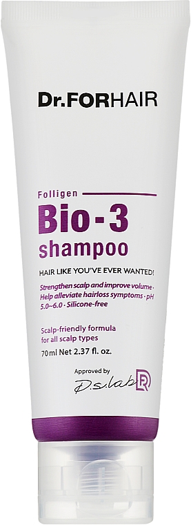 Відновлювальний шампунь від випадіння зі стовбуровими клітинами - Dr.FORHAIR Folligen Bio-3 Shampoo (пробник) — фото N1
