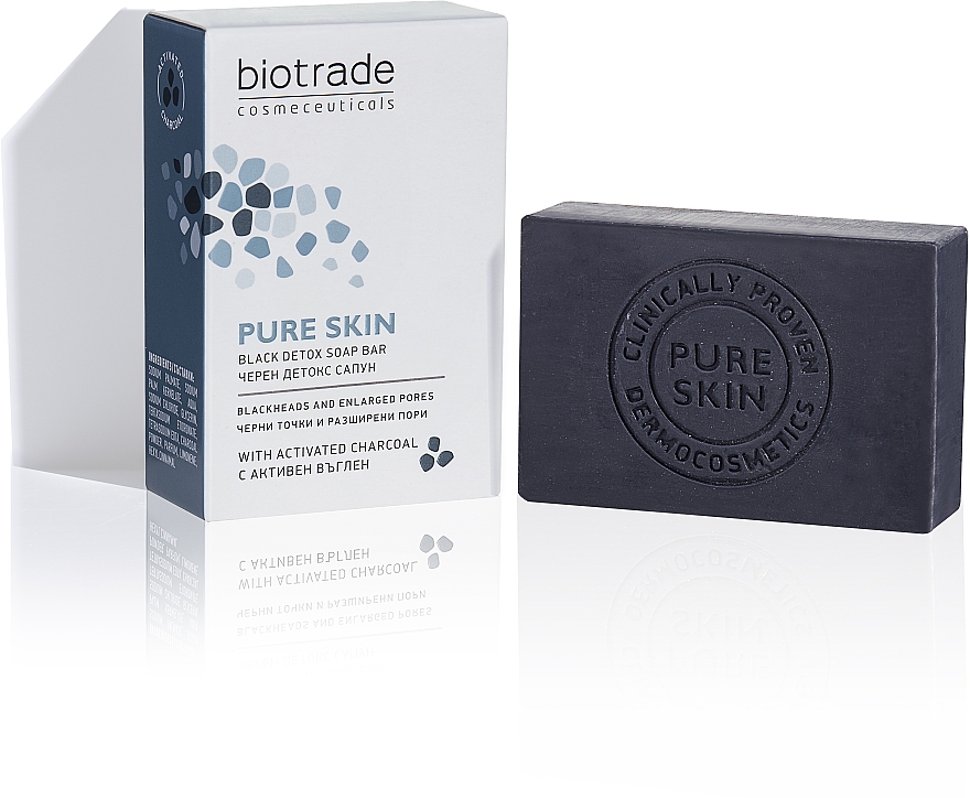 Мило-детокс проти чорних цяток та розширених пор для обличчя та тіла - Biotrade Pure Skin Black Detox Soap Bar