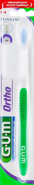 Зубная щетка ортодонтическая, мягкая, зеленая - G.U.M Orthodontic 