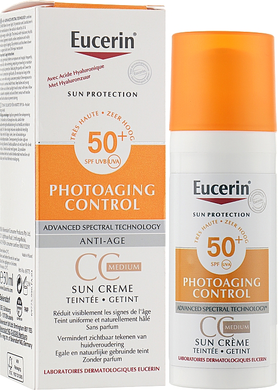 Тональный солнцезащитный гель-крем для лица - Eucerin Photoaging Control Tinted Sun Gel-Cream SPF50+ Medium — фото N4