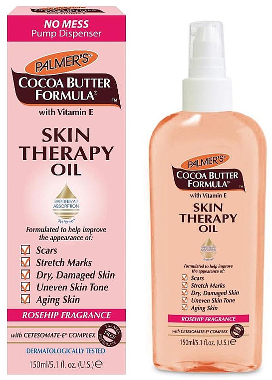 Олія з шипшиною для догляду за шкірою обличчя і тіла "Масло какао" - Palmer's Cocoa Butter Skin Therapy Oil Rosehip — фото N2