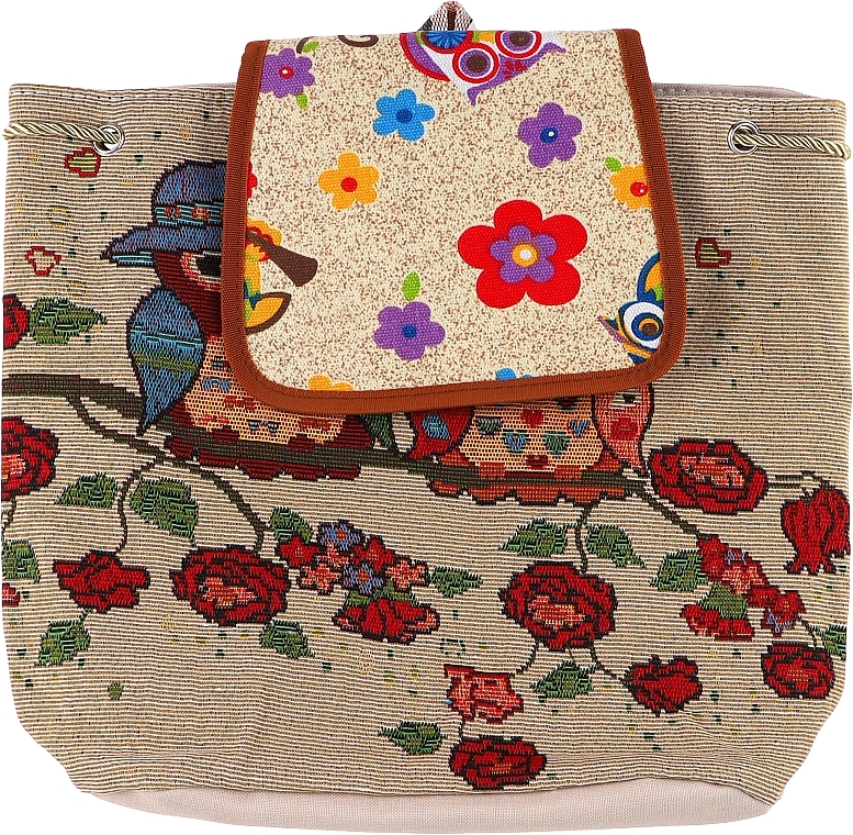 Рюкзак-мішок із тканини CS10988SF, з принтом 2 сови + квіти - Cosmo Shop — фото N1