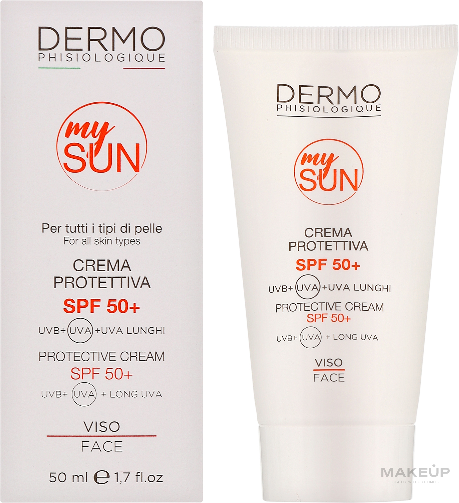 Сонцезахисний крем для обличчя із SPF 50+ - Dermophisiologique Protective Cream Face SPF 50+  — фото 50ml