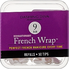 Тіпси вузькі - Dashing Diva French Wrap White 50 Tips (Size - 9) — фото N1