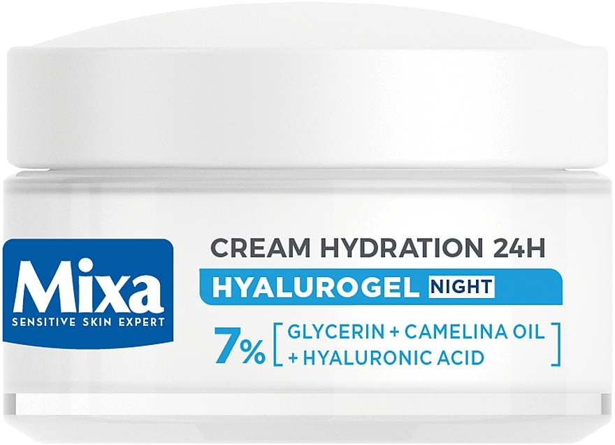 Ночной крем-маска для восстановления чувствительной кожи лица с глицерином и гиалуроновой кислотой - Mixa Hyalurogel Hyalurogel Night Hydrating Cream-Mask — фото N2