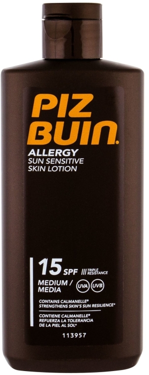 Сонцезахисний лосьйон для тіла - Piz Buin Allergy Sun Sensitive Skin Lotion Waterproof SPF15 — фото N1