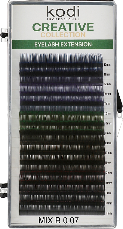 Накладные ресницы с цветным кончиком Creative Collection B 0.07 (16 рядов: 10/11/12) - Kodi Professional — фото N1