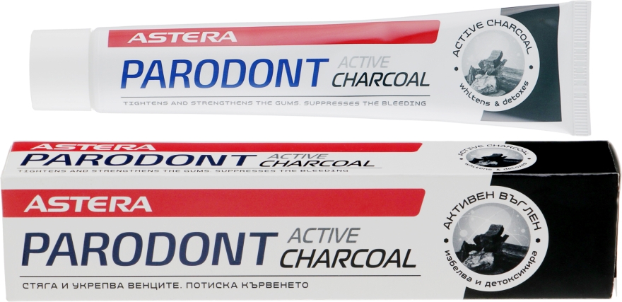 Зубна паста з активованим вугіллям - Astera Parodont Active Charcoal — фото N1