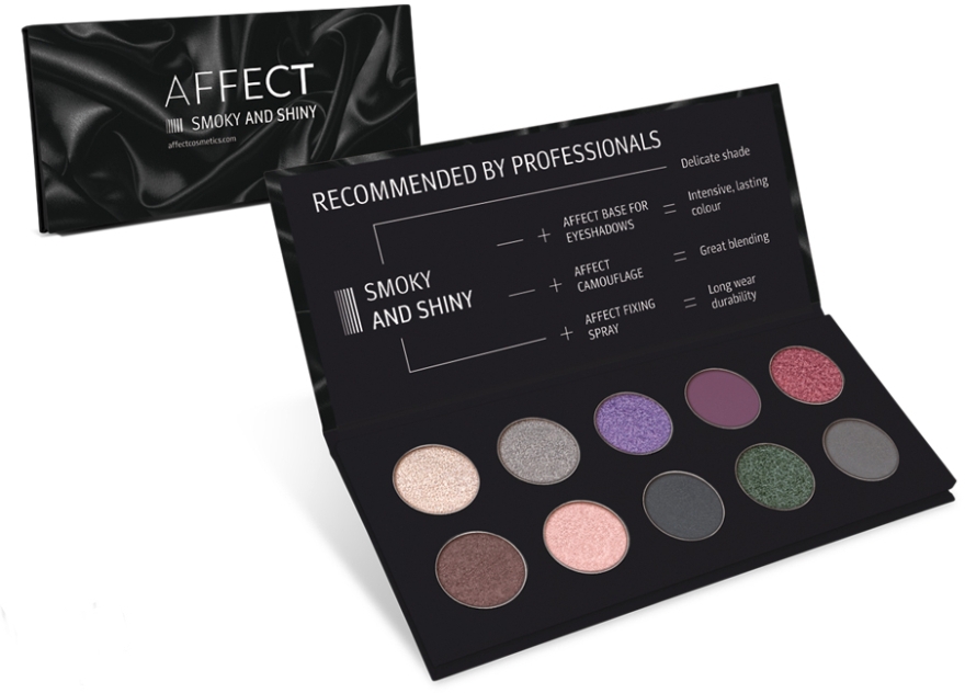 Палетка прессованных теней для век - Affect Cosmetics Smoky And Shiny Eyeshadow Palette — фото N1