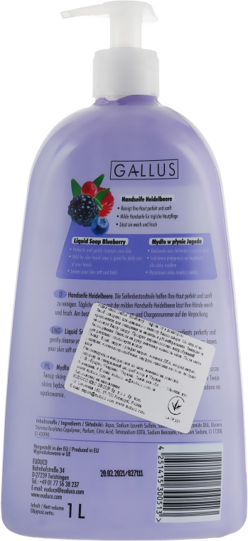 Рідке мило для рук "Чорниця" - Gallus Soap — фото N2