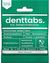 Таблетки для чистки зубов "Мята" без фтора - Denttabs Teeth Cleaning Tablets Mint Fluoride Free — фото N1