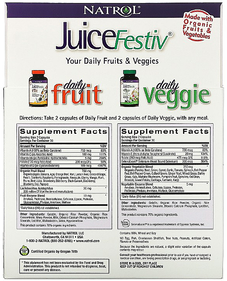 Витамины "Фрукты и овощи" - Natrol Juice Festiv — фото N3