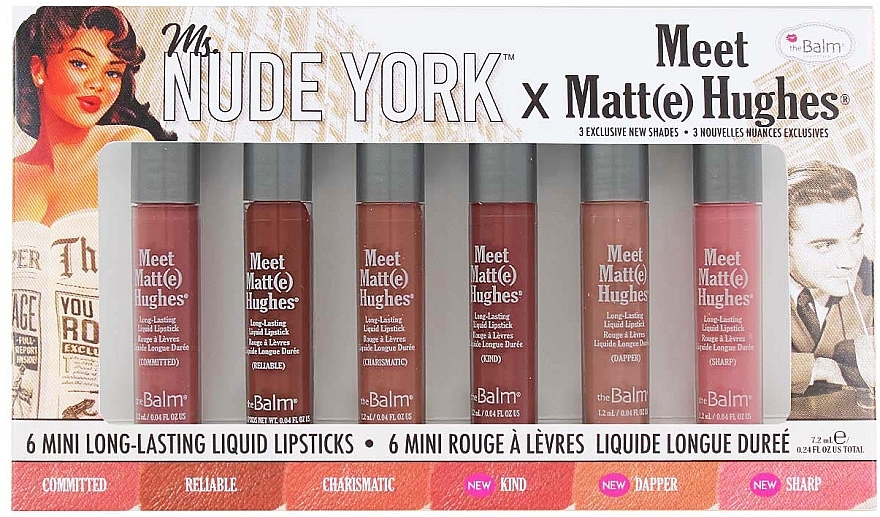 Мінінабір помад для губ - TheBalm Ms. Nude York x Meet Matt(e) Hughes (lipstick/6x1.2ml) — фото N1