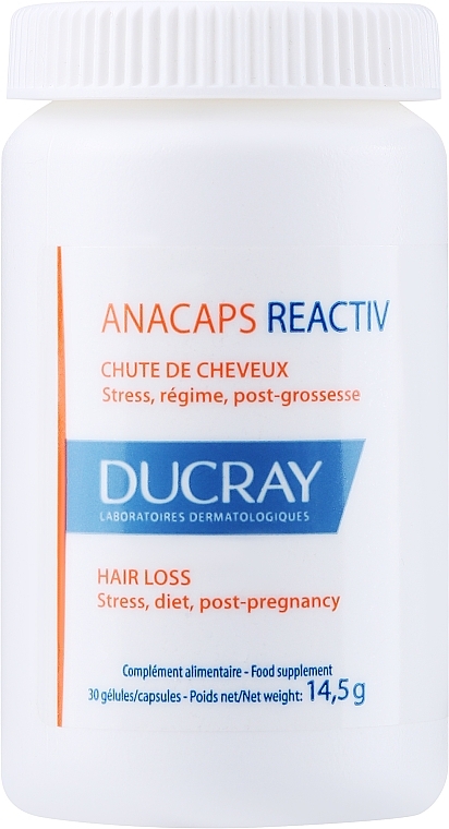 Харчова добавка проти випадання волосся - Ducray Anacaps Reactiv Capsule — фото N1