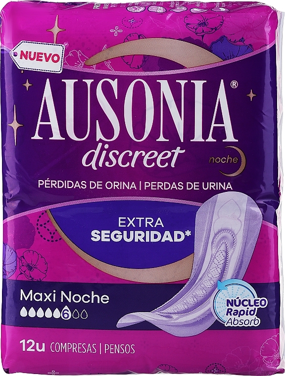 Прокладки гігієнічні нічні, 12 шт. - Ausonia Discreet Maxi Night — фото N1