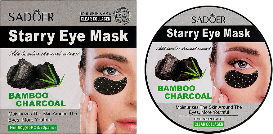 Патчі для очей з бамбуковим вугіллям - Sadoer Bamboo Charcoal Starry Eye Mask — фото N2