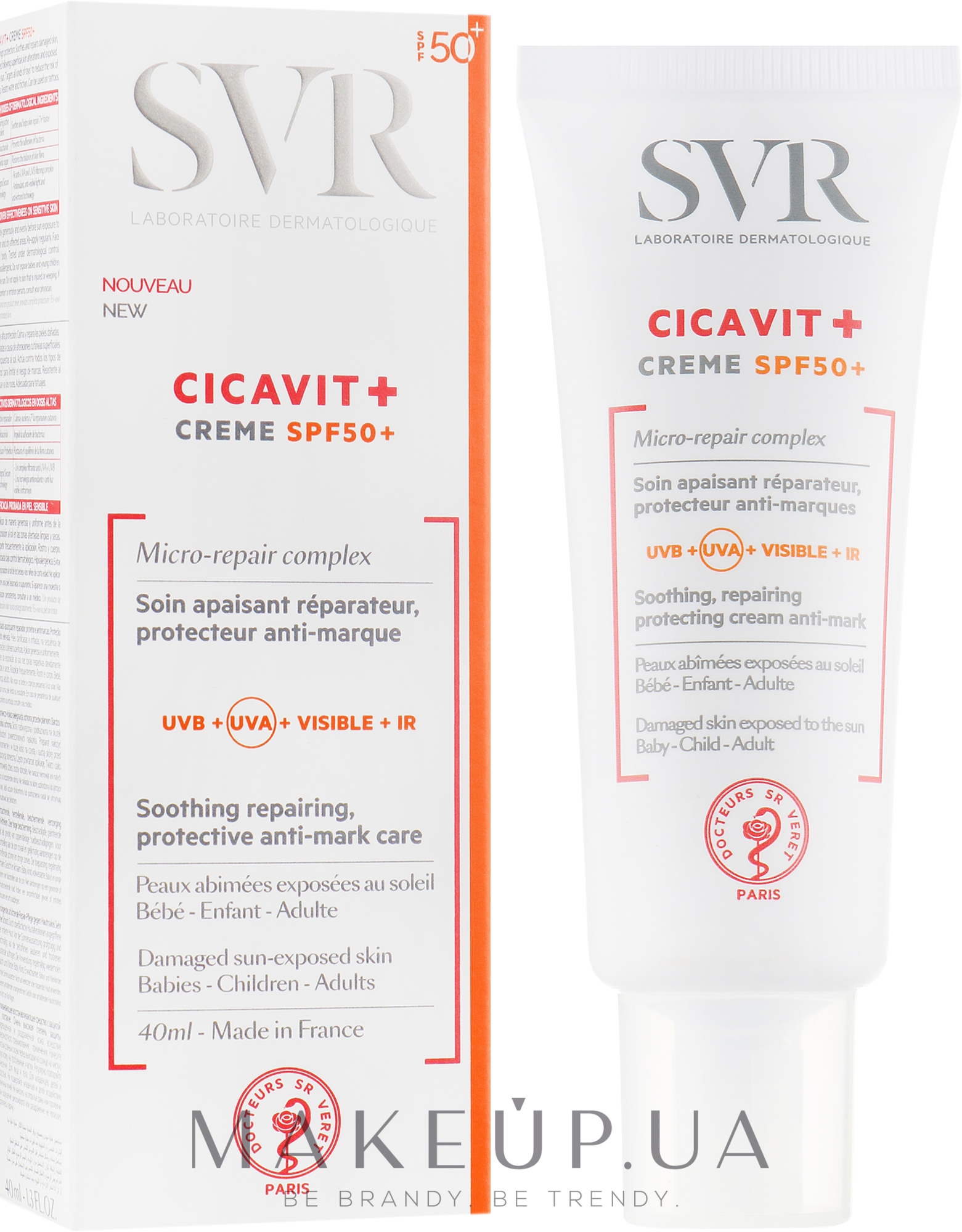 Успокаивающий крем SPF 50 - SVR Cicavit+ Soothing Cream SPF 50 — фото 40ml