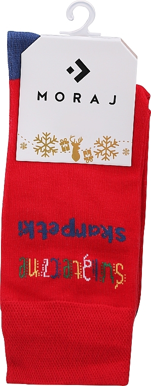 Жіночі шкарпетки, з написом, червоно-сині - Moraj — фото N1