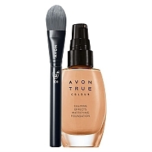 Духи, Парфюмерия, косметика Набор - Avon True Colour (foundation/30ml + brush/1pc)