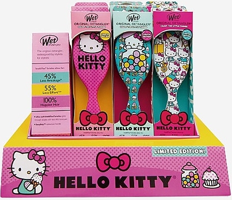 Набір щіток для волосся, 9 шт. - Wet Brush Expositor Cepillos Hello Kitty — фото N1