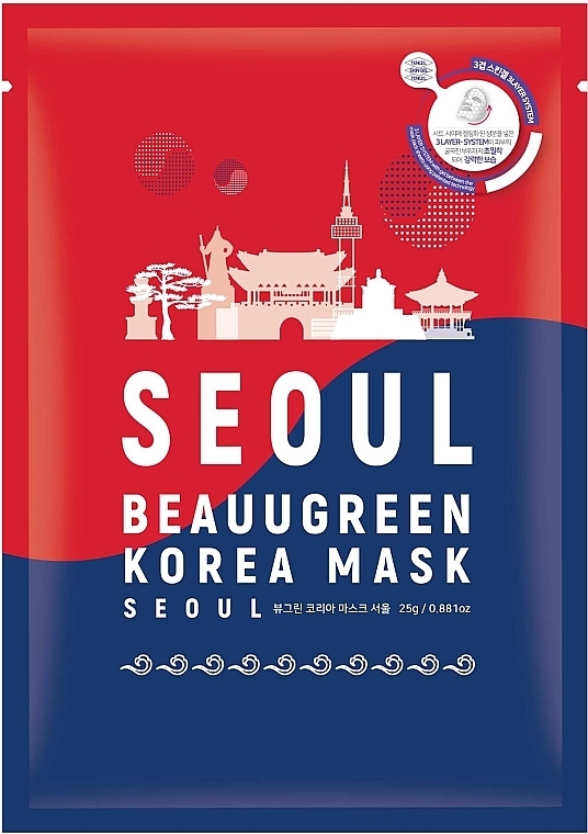 Тканевая маска для лица - BeauuGreen K-Beauty Korea Mask Seoul — фото N1