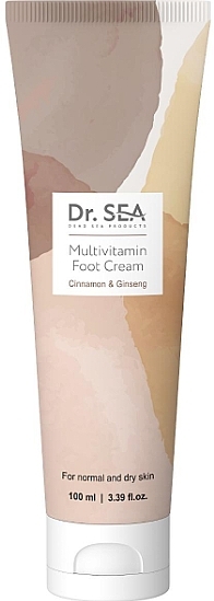 Мультивитаминный крем для ног с экстрактами корицы и женьшеня - Dr. Sea Foot Cream — фото N1