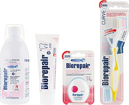 Набор "Защита десен" - Biorepair (t/paste/75ml + mouthwash/500ml + dental/floss + t/brush) — фото N1