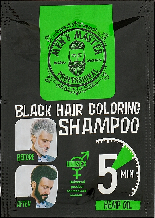 Окрашивающий шампунь для волос для камуфлирования седины - Men's Master Black Hair Coloring Shampoo — фото N2