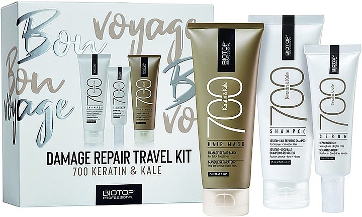 Набір - Biotop 700 Travel Keratin + Kale (sh/75ml + mask/75ml + serum/30ml) — фото N1