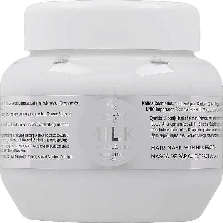 Маска для волосся з молочним протеїном - Kallos Cosmetics Hair Mask Milk Protein