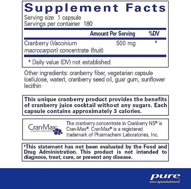 Диетическая добавка "Клюква NS" - Pure Encapsulations Cranberry NS — фото N2